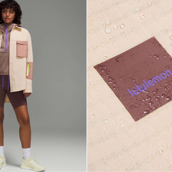 Lululemon Grid Fleece Hiking Overshirt Prosecco / Pink Clay size 18 - Picture 2 of 14